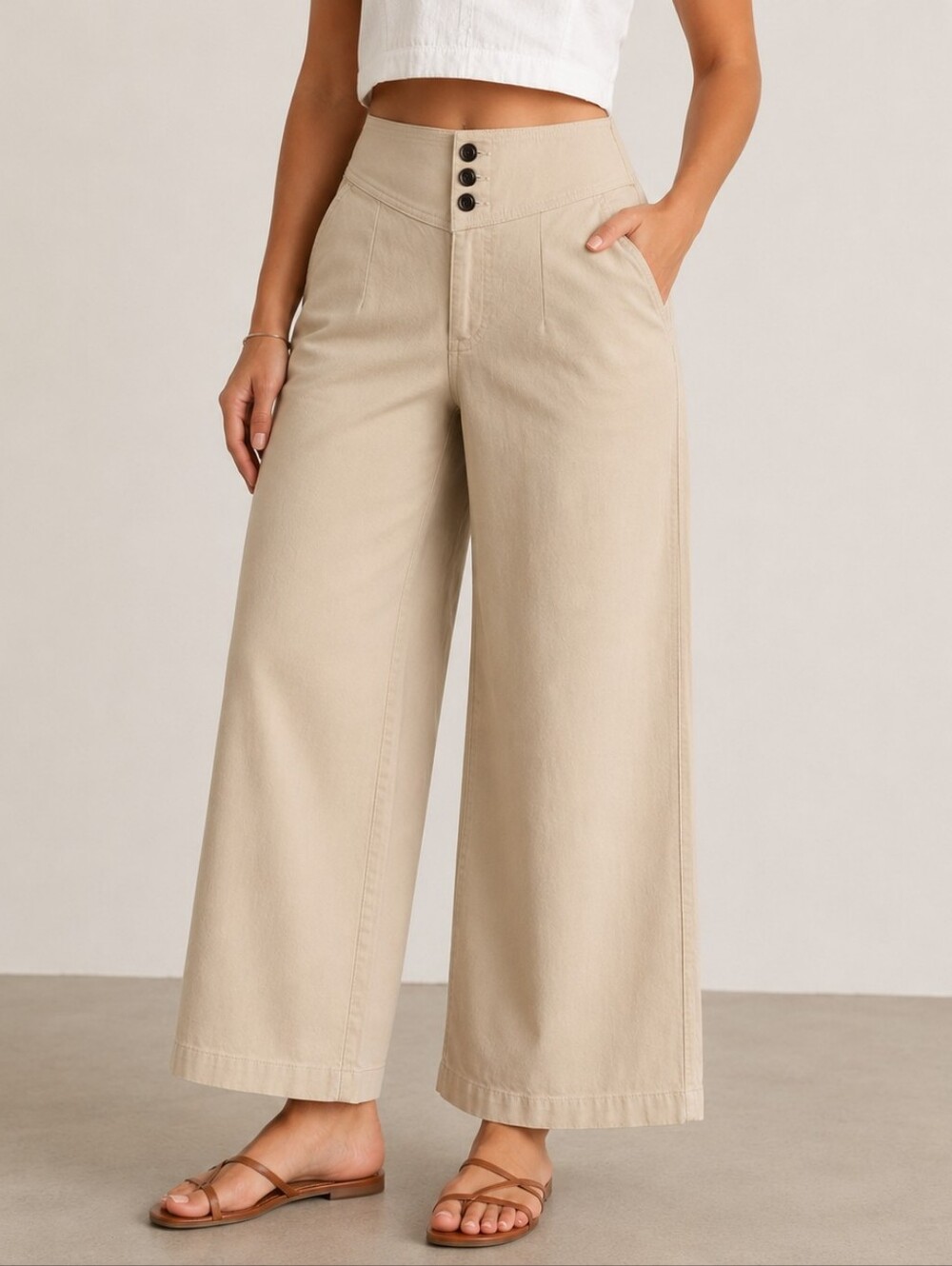 Super High-Rise Wide-Leg Cotton Utility Pants 4 NWT
